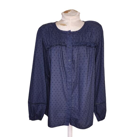 Lane Bryant Long-Sleeve Flounce Button-Down Shirt Size 14 NWT - Picture 1 of 5